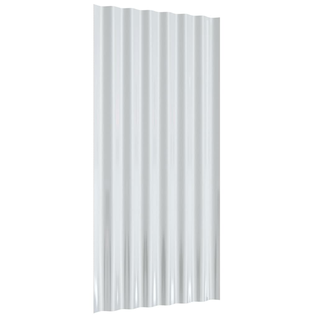Roof Panels 12 pcs Galvanised Steel Silver 80x36 cm