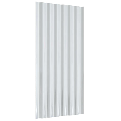 Roof Panels 12 pcs Galvanised Steel Silver 80x36 cm