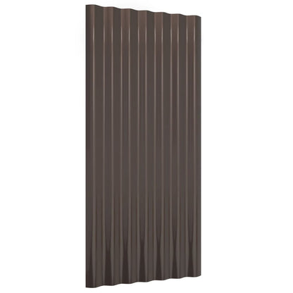 Roof Panels 36 pcs Galvanised Steel Brown 80x36 cm