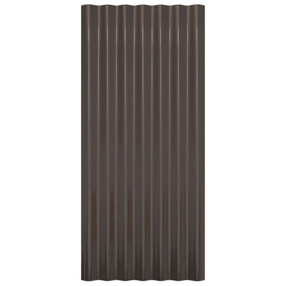 Roof Panels 36 pcs Galvanised Steel Brown 80x36 cm