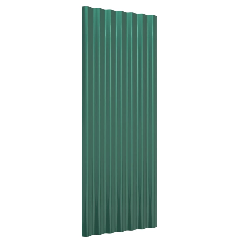 Roof Panels 12 pcs Galvanised Steel Green 100x36 cm