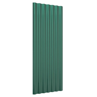 Roof Panels 12 pcs Galvanised Steel Green 100x36 cm