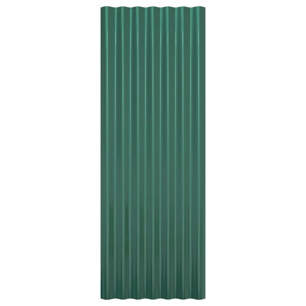 Roof Panels 12 pcs Galvanised Steel Green 100x36 cm