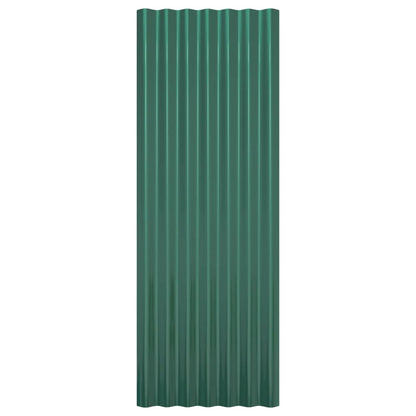 Roof Panels 12 pcs Galvanised Steel Green 100x36 cm