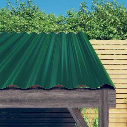 Roof Panels 12 pcs Galvanised Steel Green 100x36 cm