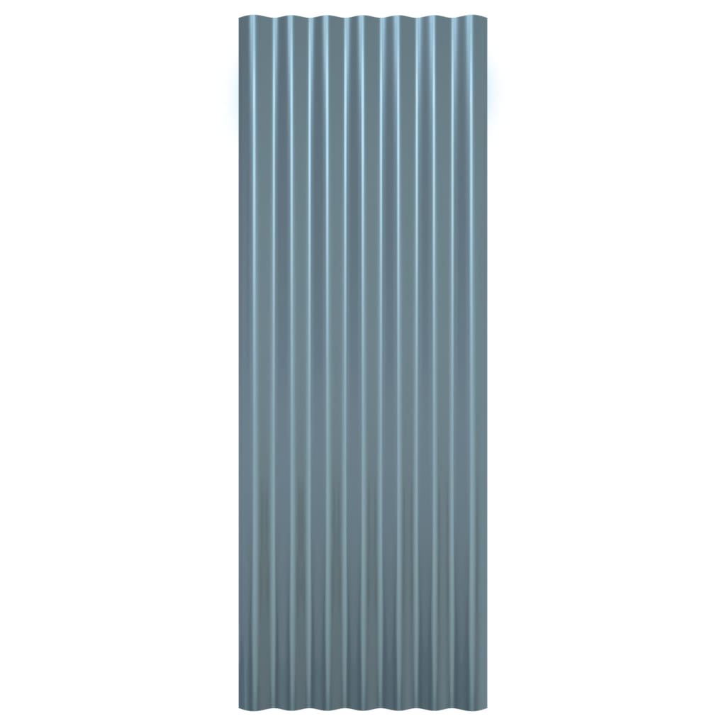 Roof Panels 12 pcs Galvanised Steel Grey 100x36 cm