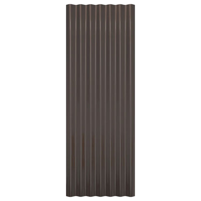 Roof Panels 12 pcs Galvanised Steel Brown 100x36 cm
