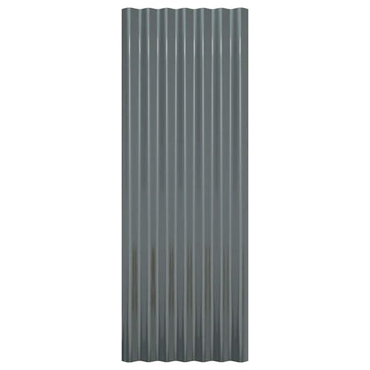 Roof Panels 12 pcs Galvanised Steel Anthracite 100x36 cm