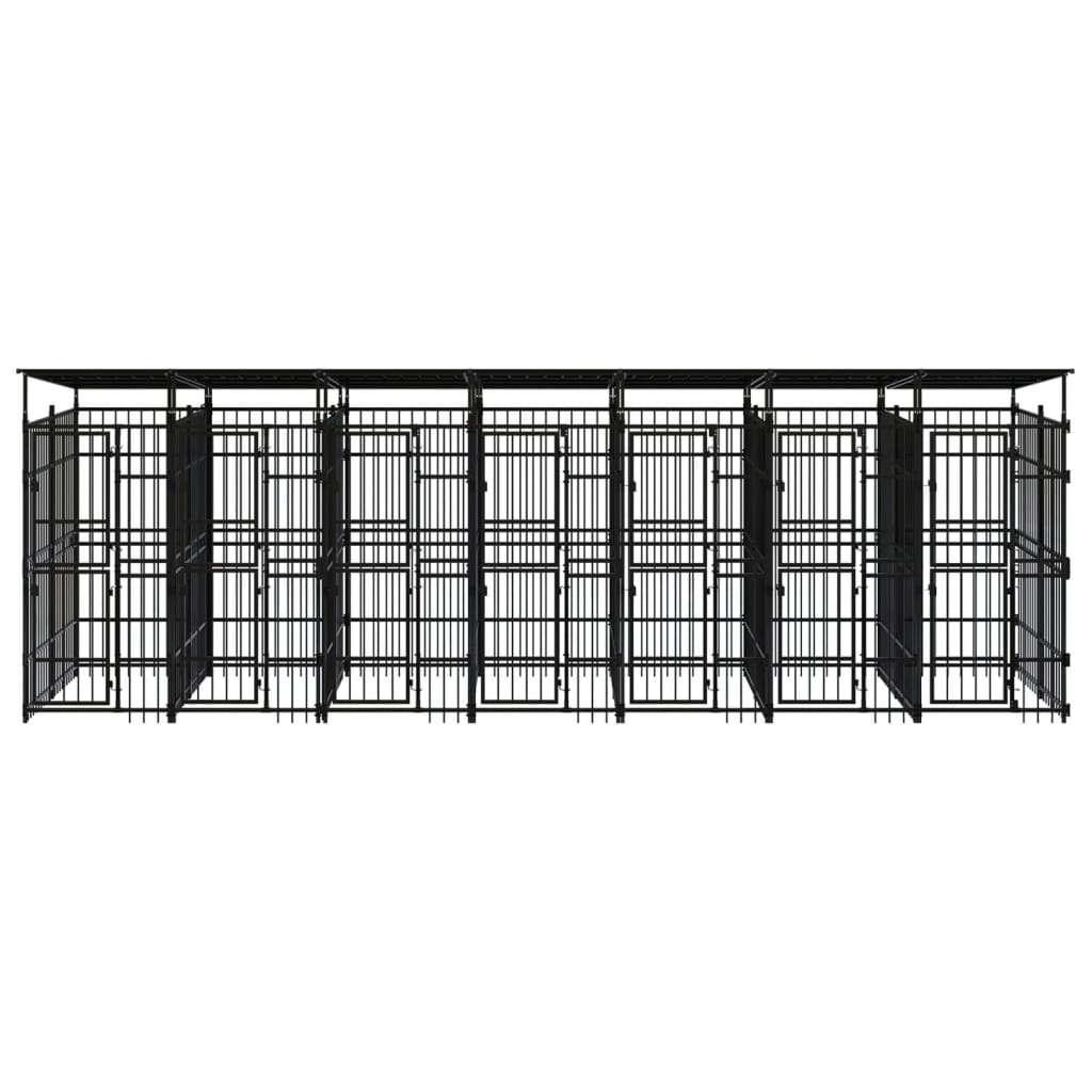 Outdoor Dog Kennel with Roof Steel 12.9 m²