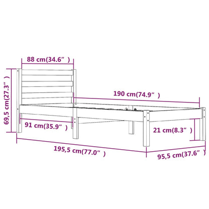 Bed Frame without Mattress 90x190cm White Single