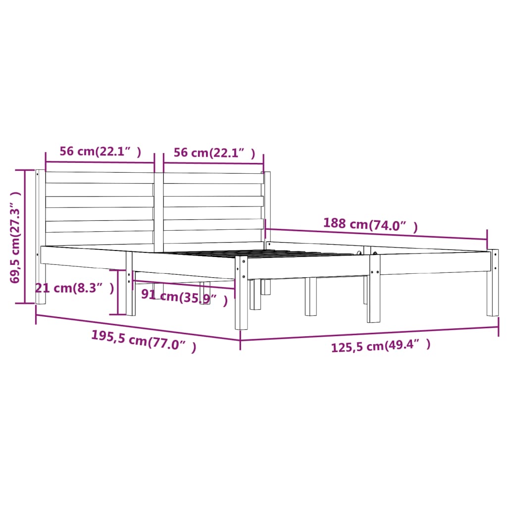 Bed Frame without Mattress 120x190cm Small Double