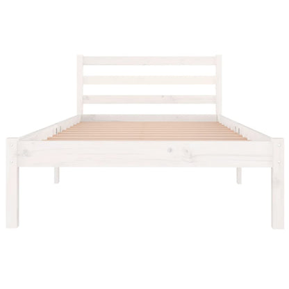 Bed Frame without Mattress Solid Wood Pine 90x200cm White