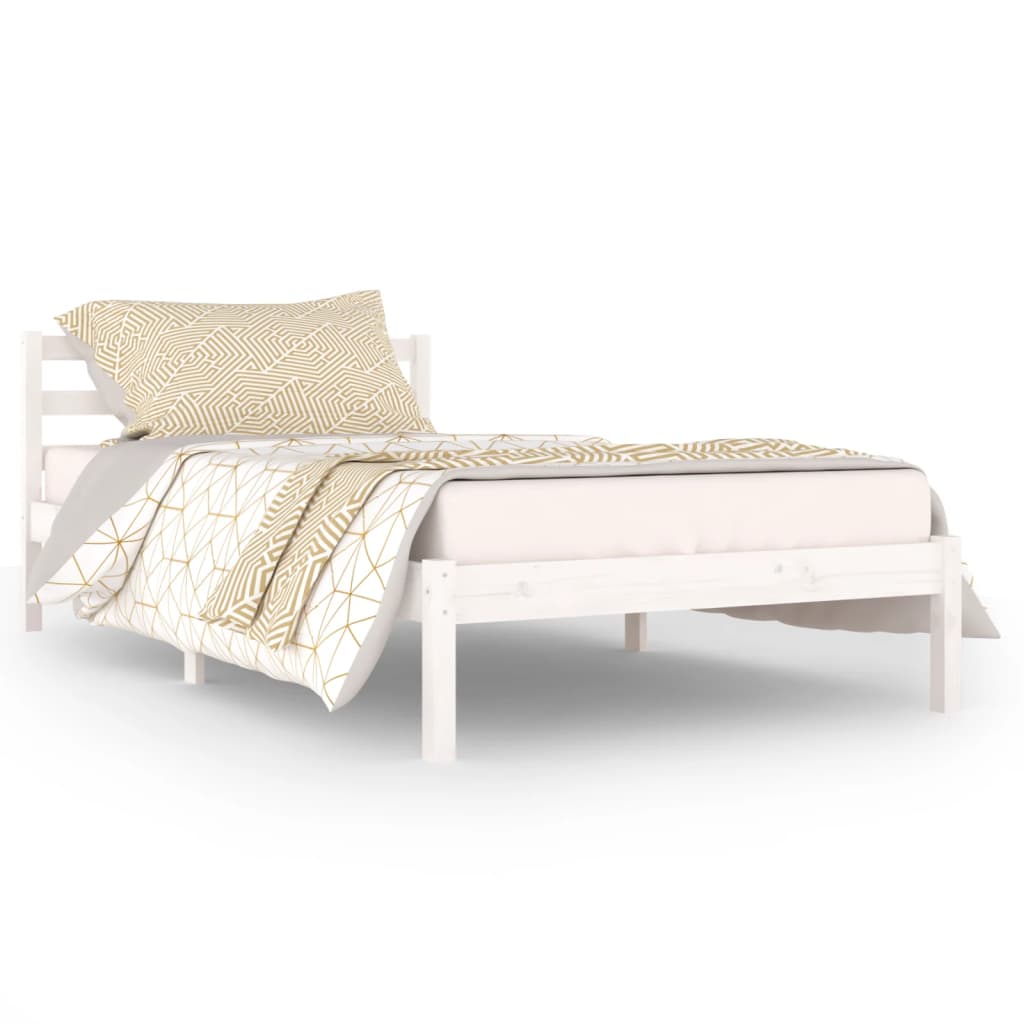 Bed Frame without Mattress Solid Wood Pine 100x200cm White