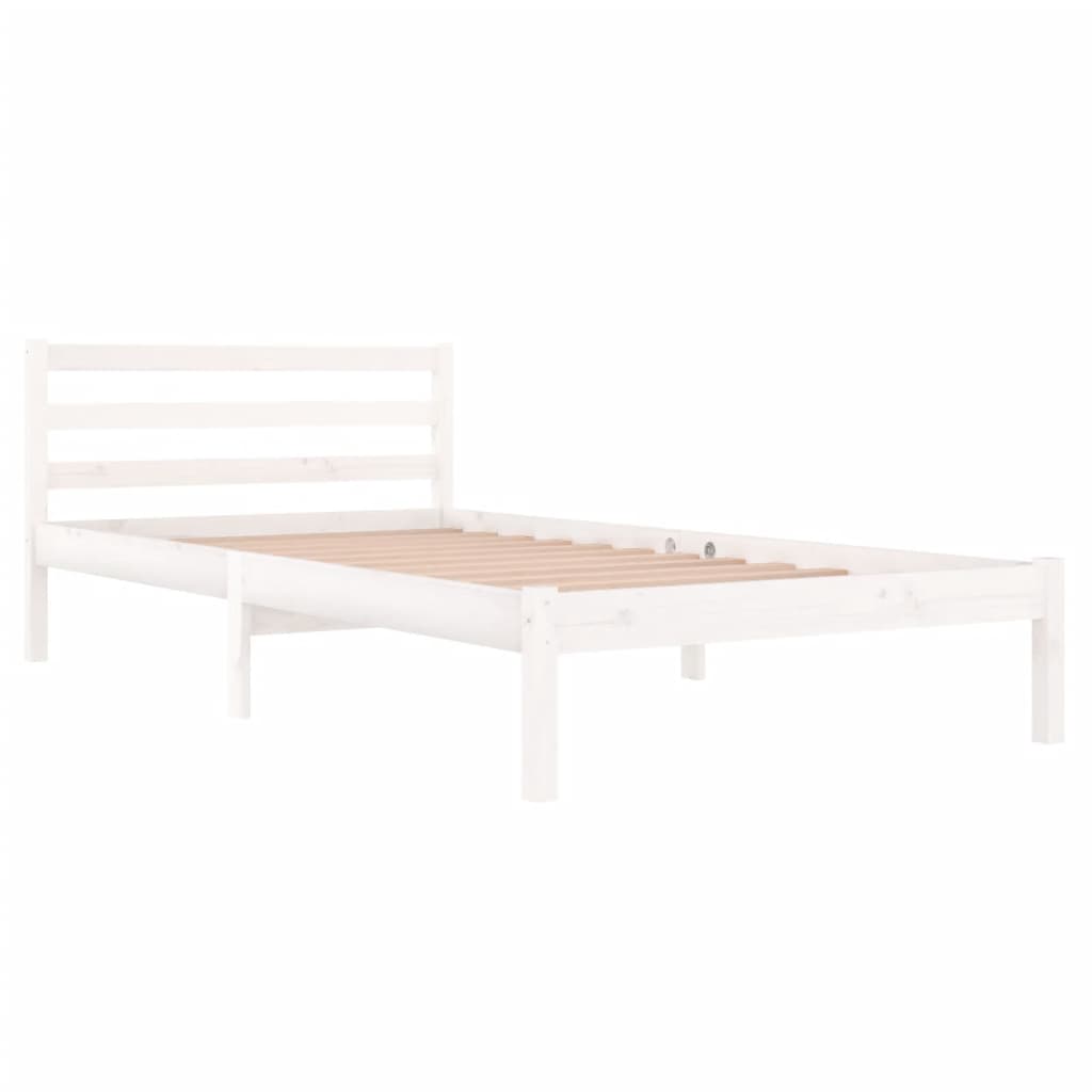 Bed Frame without Mattress Solid Wood Pine 100x200cm White
