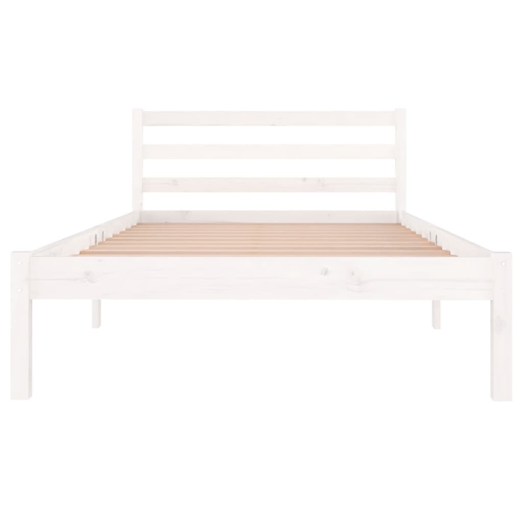 Bed Frame without Mattress Solid Wood Pine 100x200cm White