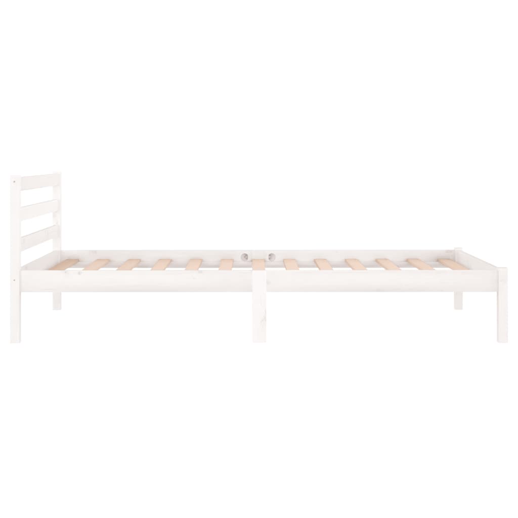 Bed Frame without Mattress Solid Wood Pine 100x200cm White