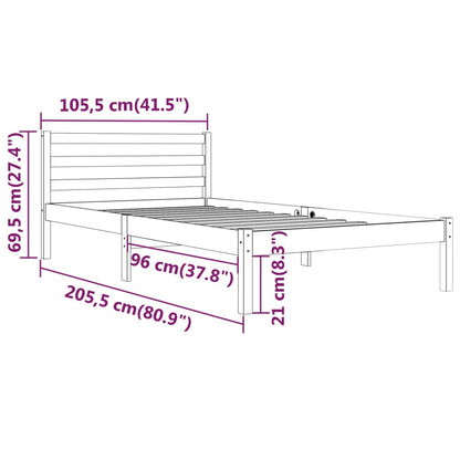 Bed Frame without Mattress Solid Wood Pine 100x200cm White