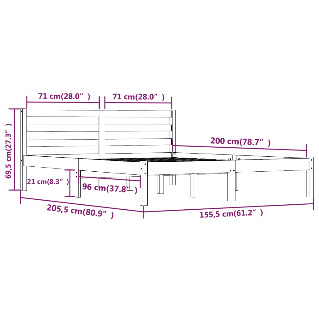 Bed Frame without Mattress 150x200cm King Size