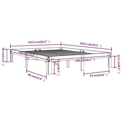 Bed Frame without Mattress Solid Wood Pine 140x190cm