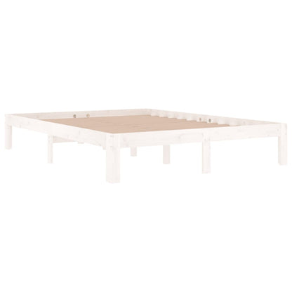 Bed Frame without Mattress White Solid Wood Pine 140x190cm