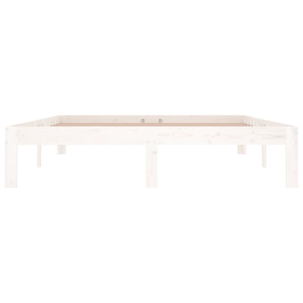 Bed Frame without Mattress White Solid Wood Pine 140x190cm