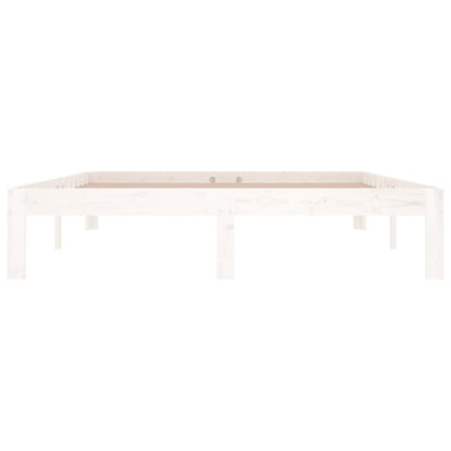 Bed Frame without Mattress White Solid Wood Pine 140x190cm