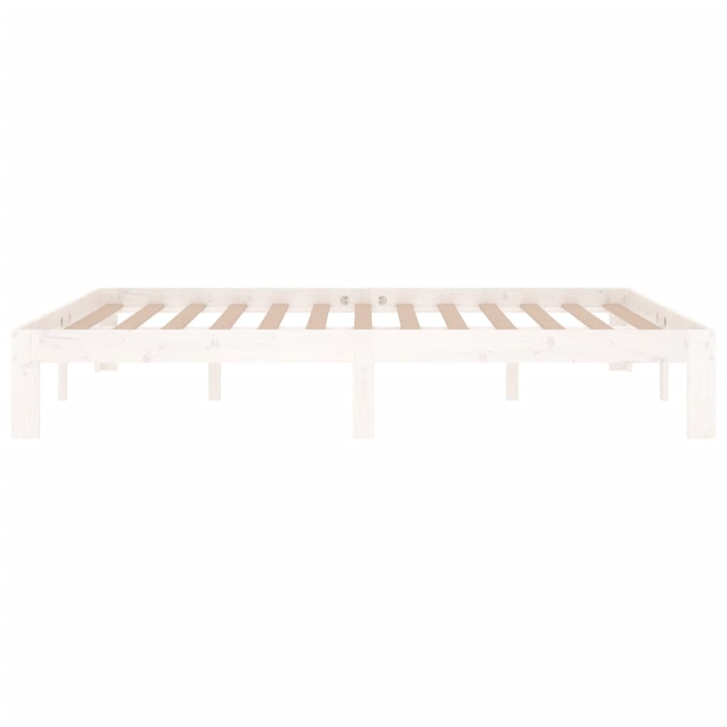 Bed Frame without Mattress White Solid Wood Pine 140x190cm
