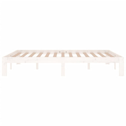 Bed Frame without Mattress White Solid Wood Pine 140x190cm