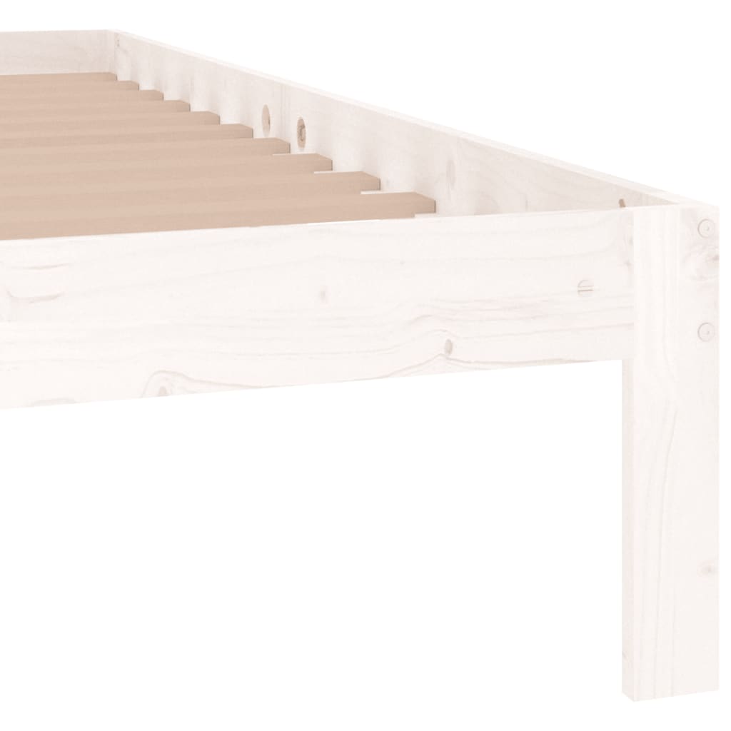 Bed Frame without Mattress White Solid Wood Pine 140x190cm