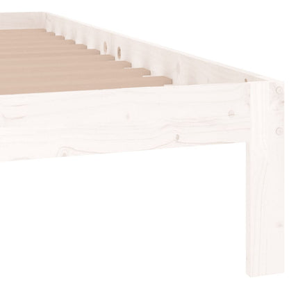 Bed Frame without Mattress White Solid Wood Pine 140x190cm
