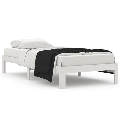 Bed Frame without Mattress White Solid Wood Pine 90x200cm