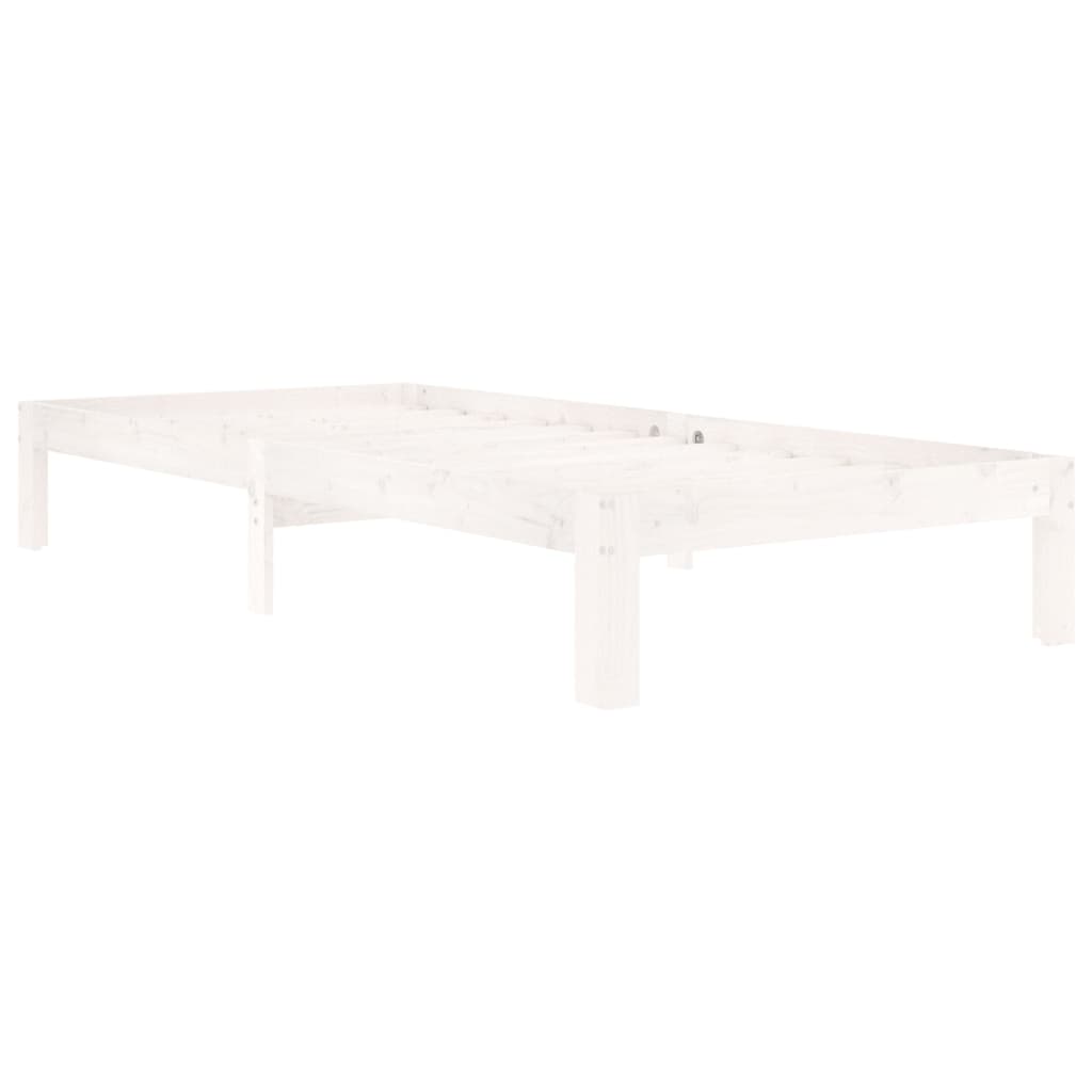 Bed Frame without Mattress White Solid Wood Pine 90x200cm