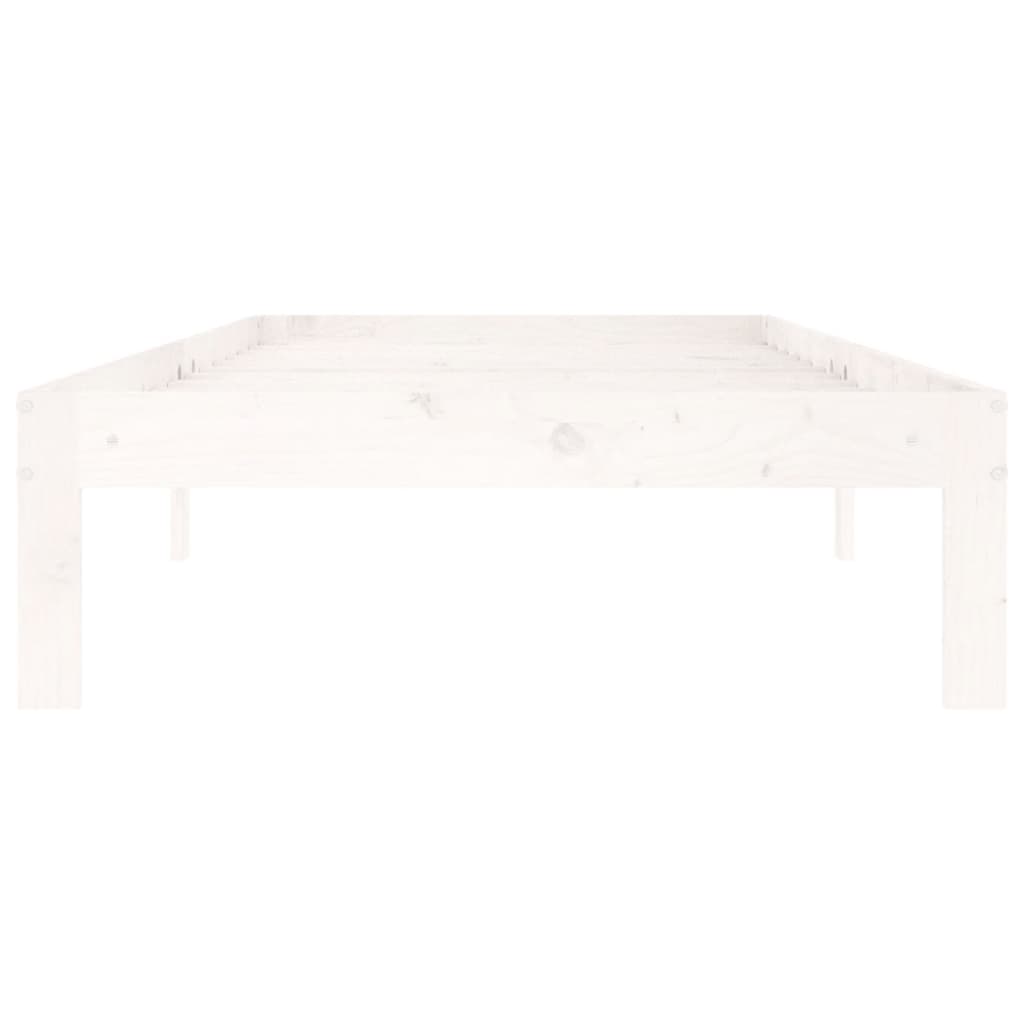 Bed Frame without Mattress White Solid Wood Pine 90x200cm