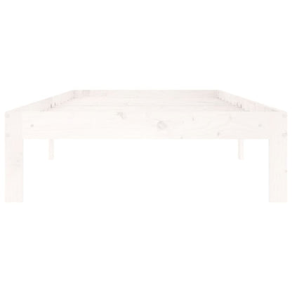 Bed Frame without Mattress White Solid Wood Pine 90x200cm