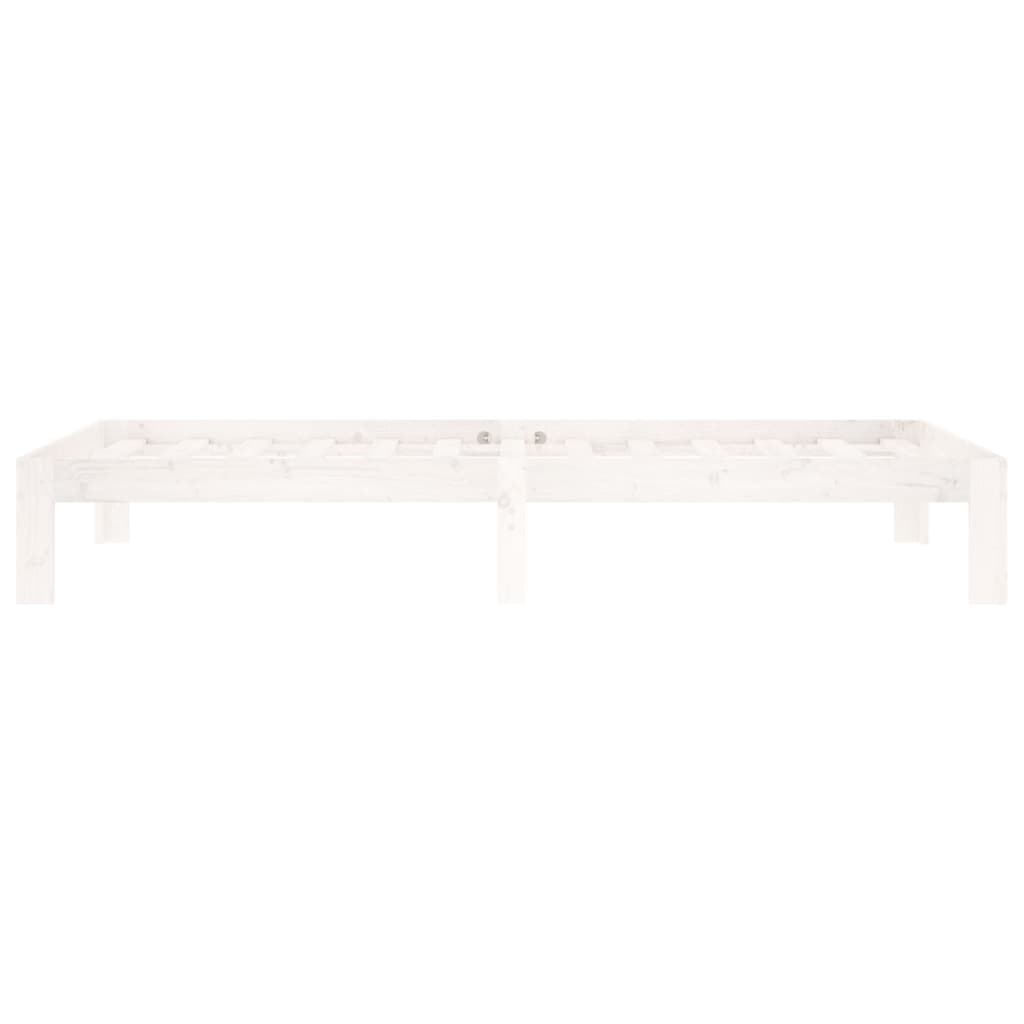 Bed Frame without Mattress White Solid Wood Pine 90x200cm