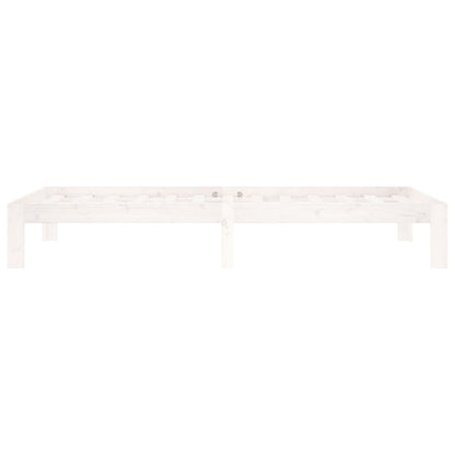 Bed Frame without Mattress White Solid Wood Pine 90x200cm