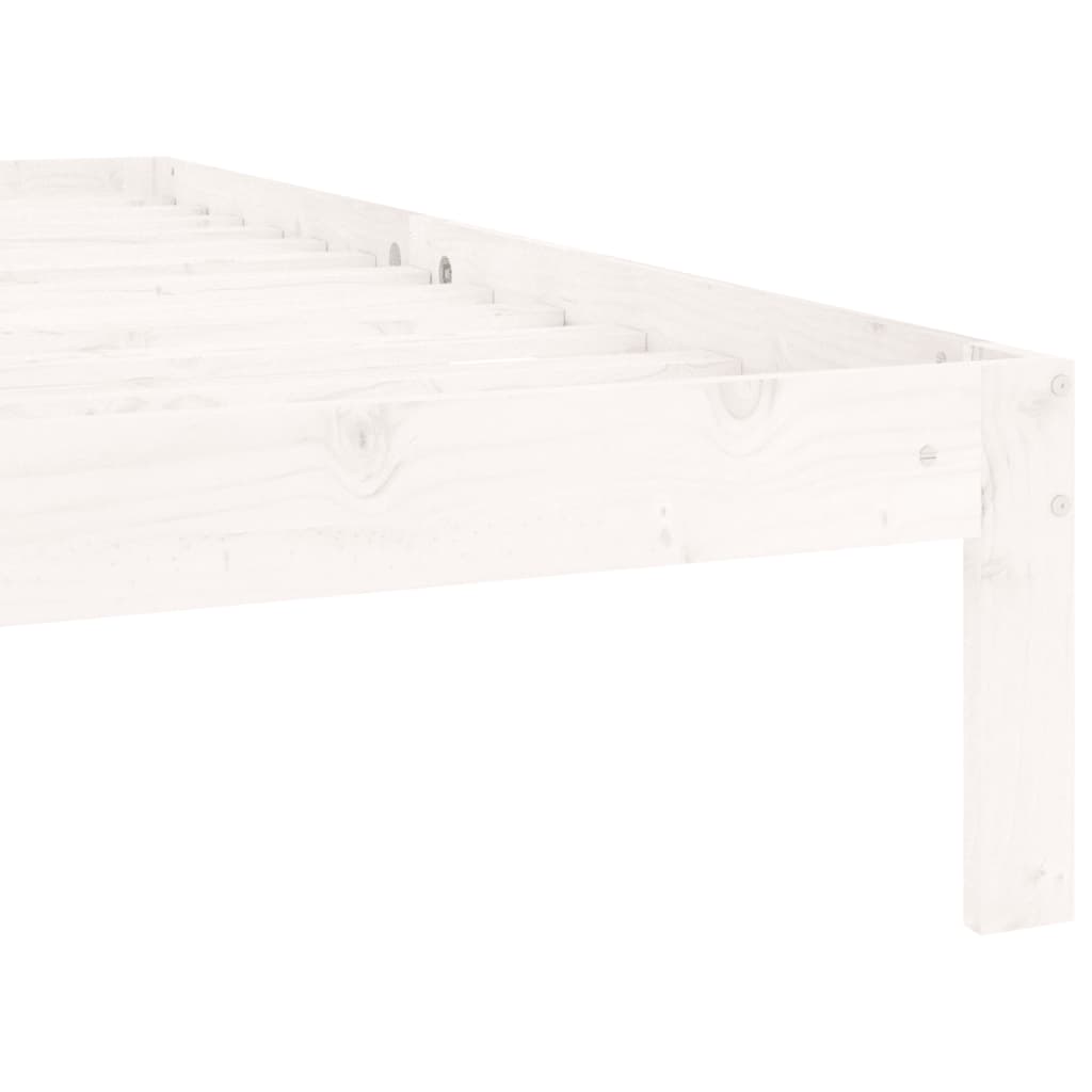 Bed Frame without Mattress White Solid Wood Pine 90x200cm