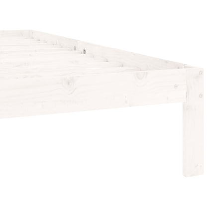 Bed Frame without Mattress White Solid Wood Pine 90x200cm