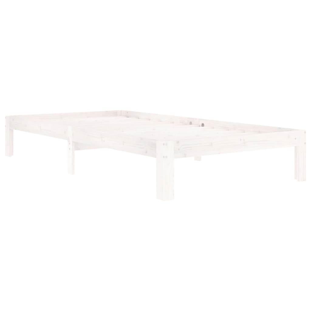 Bed Frame without Mattress White Solid Wood Pine 100x200cm