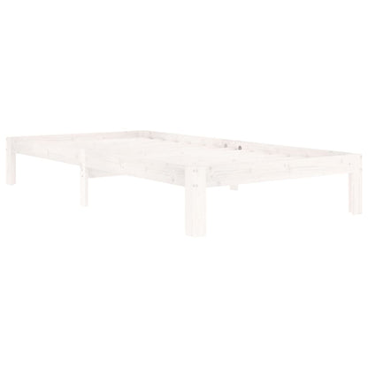 Bed Frame without Mattress White Solid Wood Pine 100x200cm
