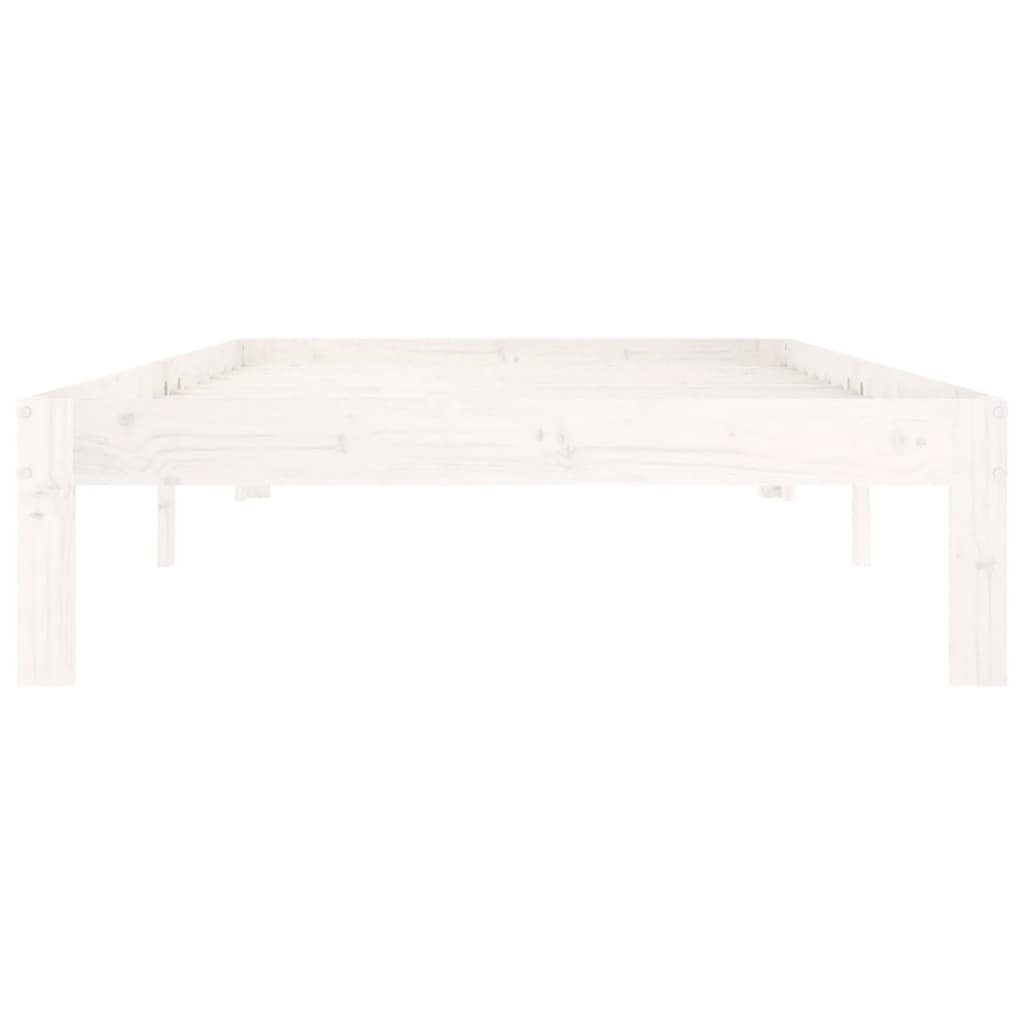 Bed Frame without Mattress White Solid Wood Pine 100x200cm