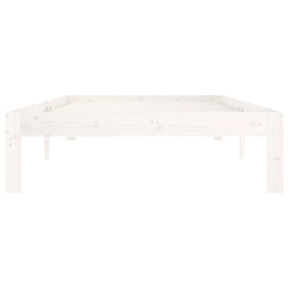 Bed Frame without Mattress White Solid Wood Pine 100x200cm