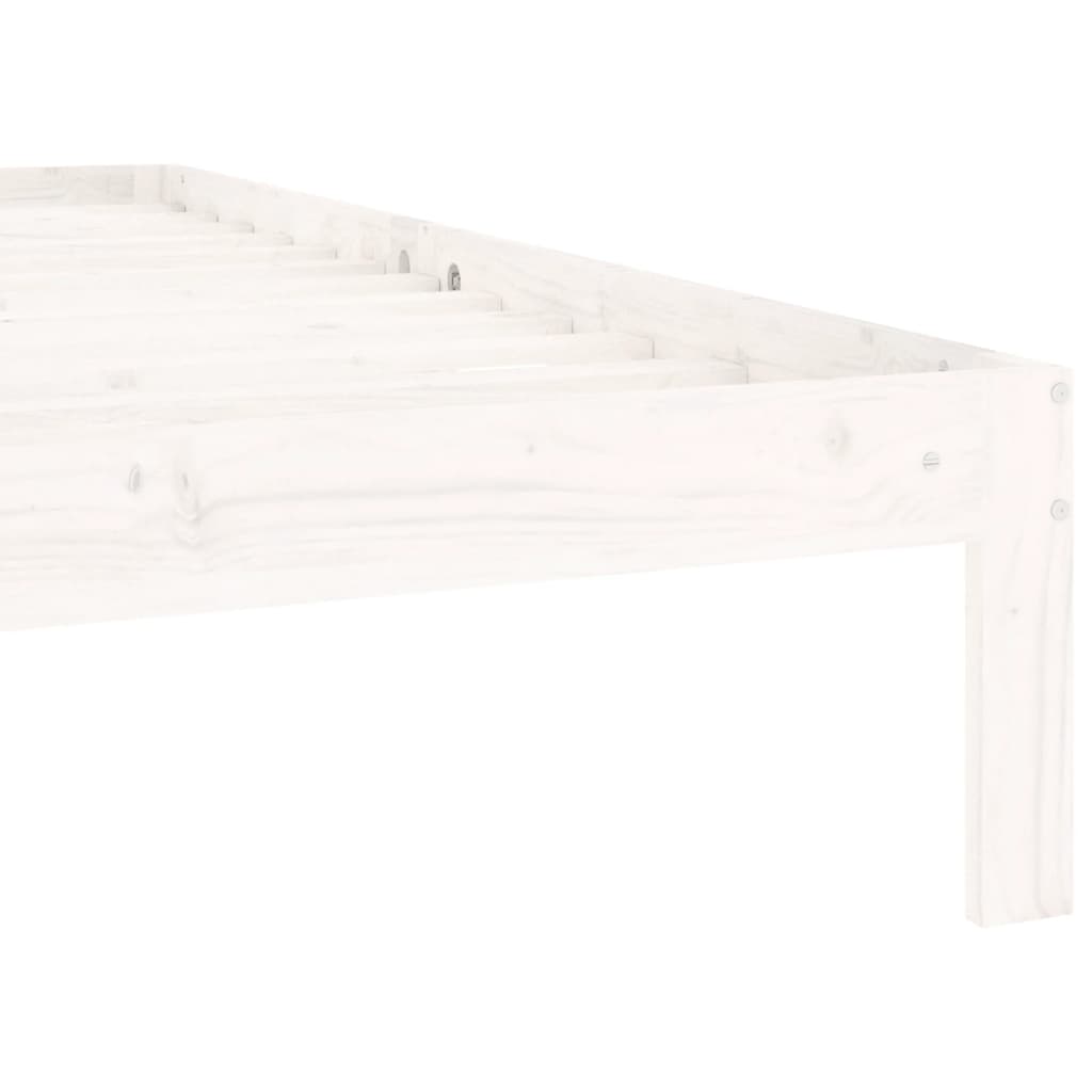 Bed Frame without Mattress White Solid Wood Pine 100x200cm