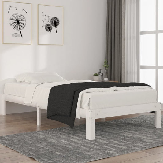 Bed Frame without Mattress White Solid Wood Pine 100x200cm