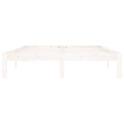 Bed Frame without Mattress White Solid Wood Pine 140x200cm