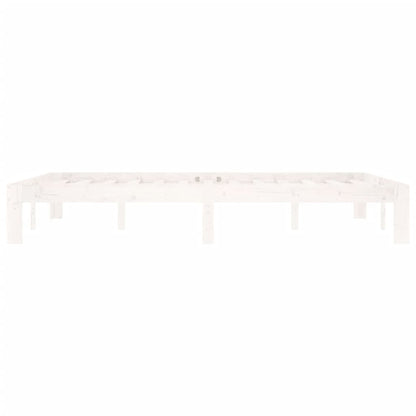 Bed Frame without Mattress White Solid Wood Pine 140x200cm