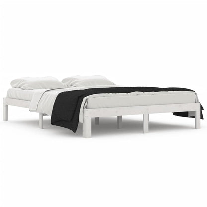 Bed Frame without Mattress White Solid Wood 150x200cm King Size