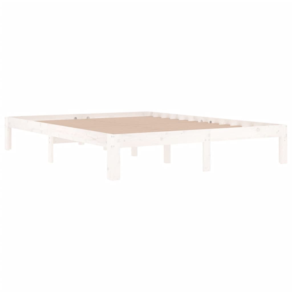 Bed Frame without Mattress White Solid Wood 150x200cm King Size
