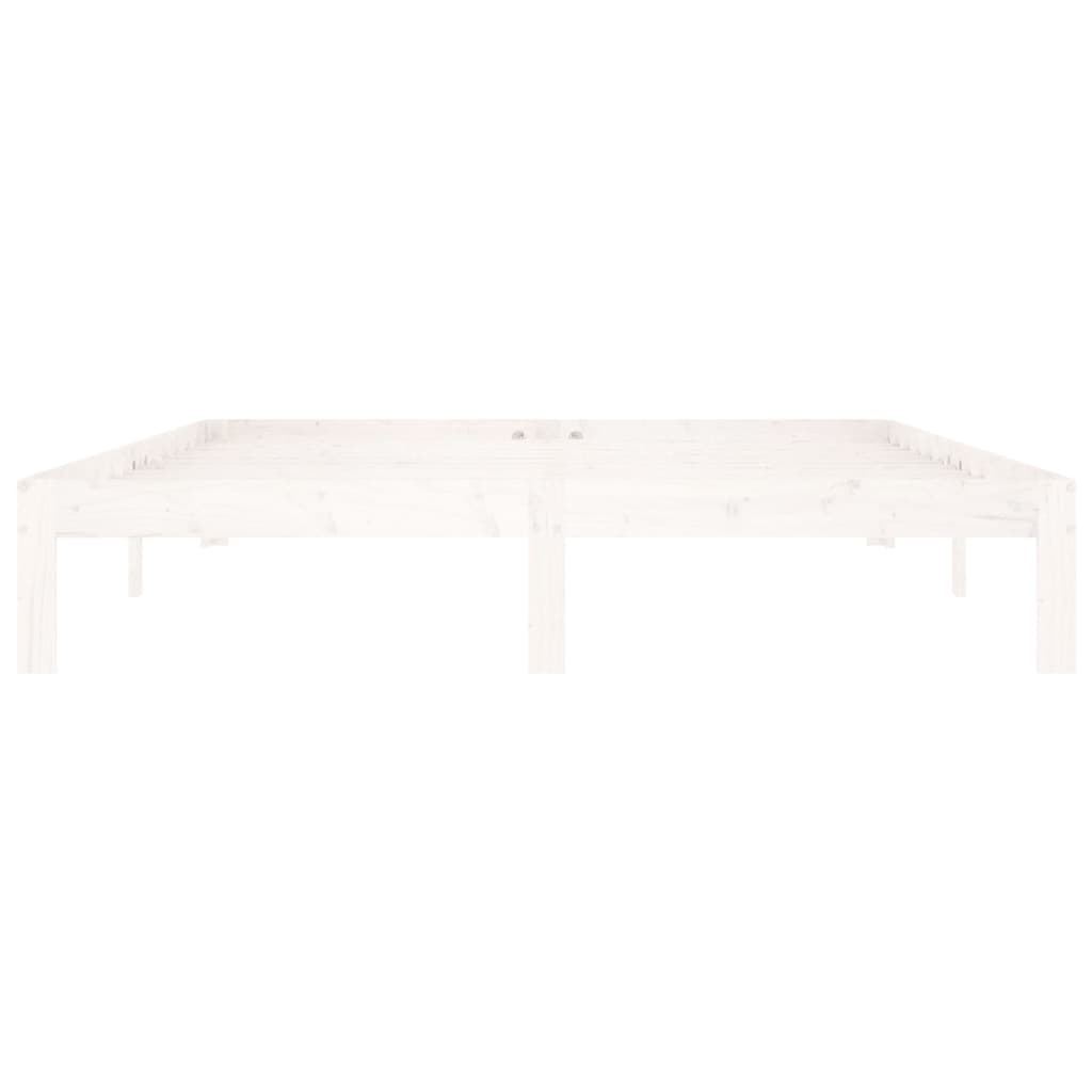 Bed Frame without Mattress White Solid Wood Pine 160x200cm