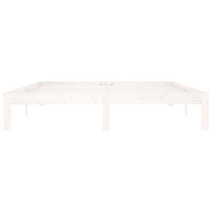 Bed Frame without Mattress White Solid Wood Pine 160x200cm